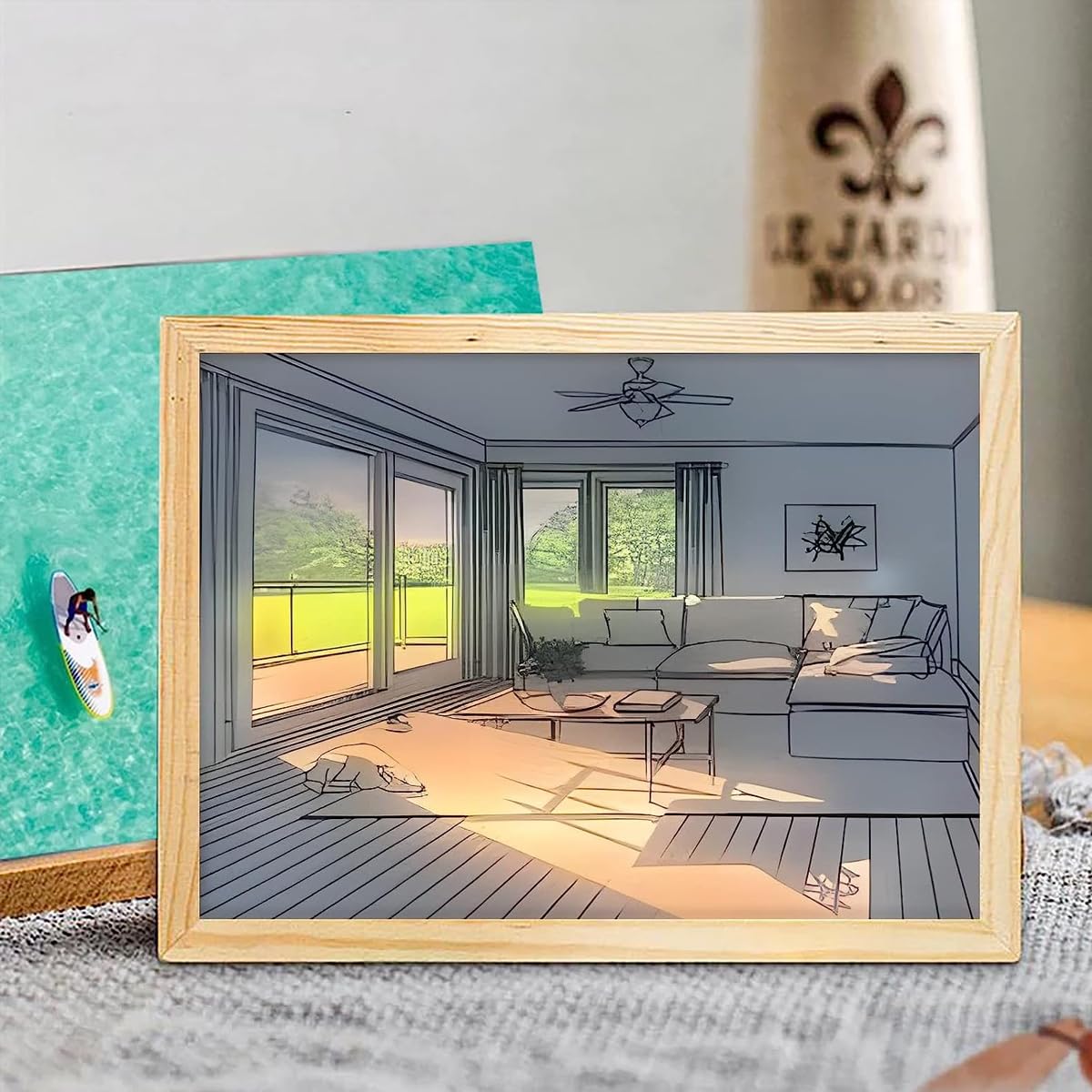HASTHIP Wooden Framed Art Wall Lighting Painting Decoration, LED Glowing Photo Frame, Adjustable Acrylic Glass Painting Decorative, USB Powered, 3 Lighting Modes, Wall Decor for Home Bedroom (A) HASTHIP Wooden Framed Art Wall Lighting Painting Decoration, LED Glowing Photo Frame, Adjustable Acrylic Glass Painting Decorative, USB Powered, 3 Lighting Modes, Wall Decor for Home Bedroom (A)